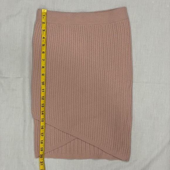 Express Super High Waisted Cable Knit Faux Wrap Mini Sweater Skirt NWT Pink SZ S - Picture 10 of 10